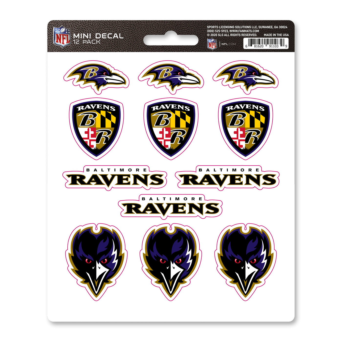 NFL - Baltimore Ravens Mini Decal 12-pk