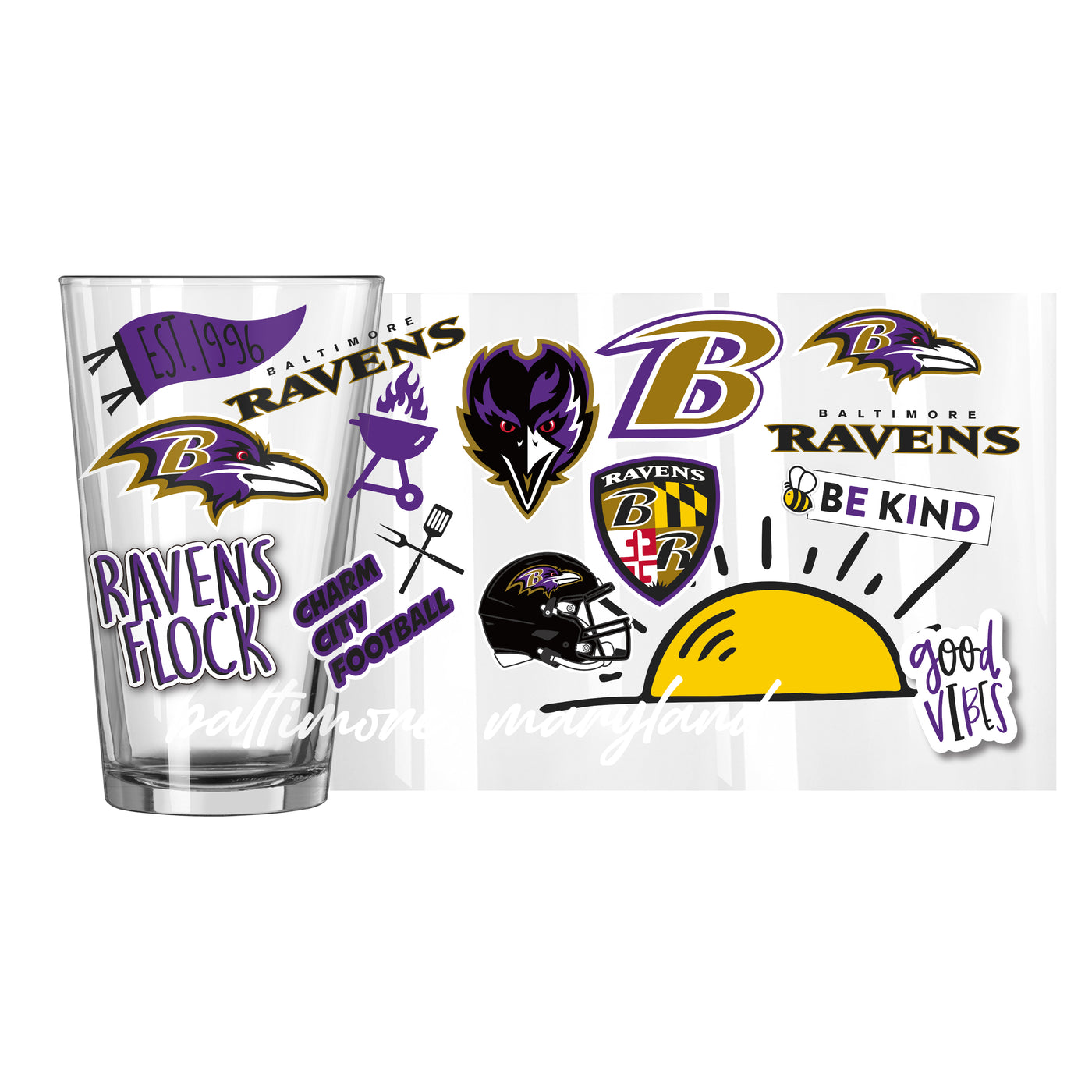 Baltimore Ravens 16oz Native Pint Glass