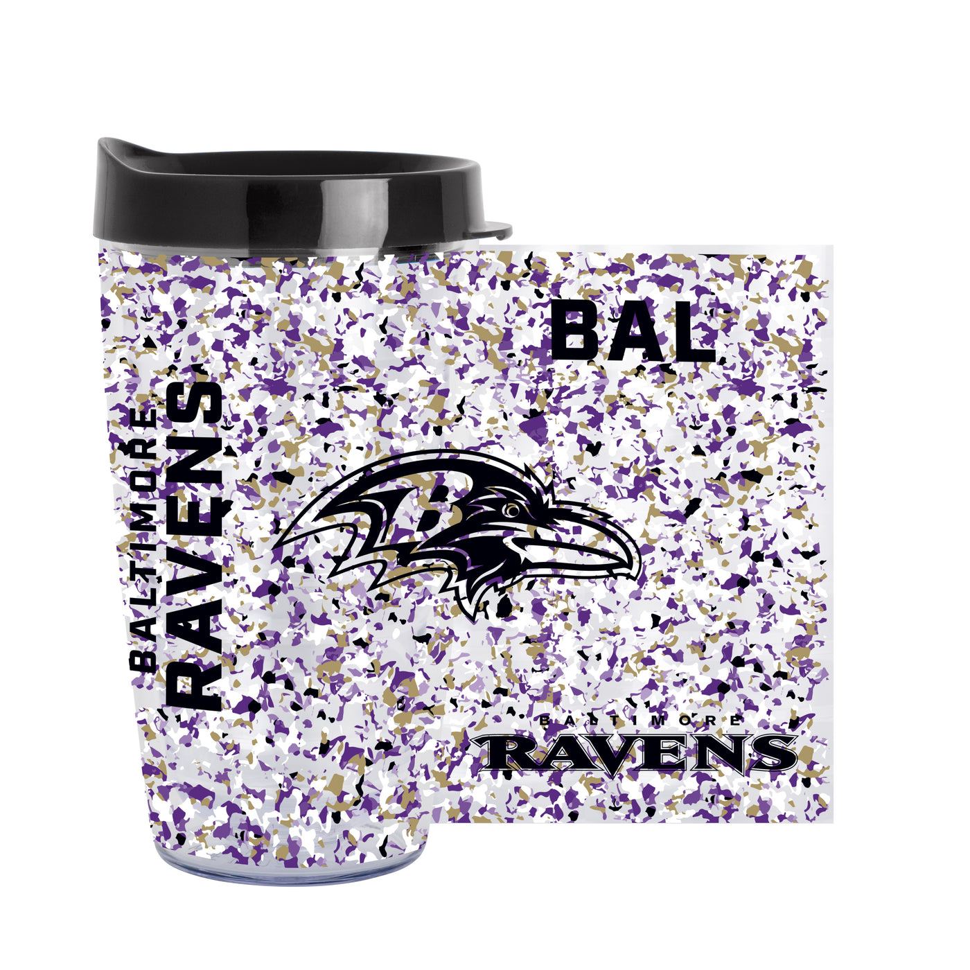 Baltimore Ravens 16oz Terrazzo Dbl Wall Clear Tumbler