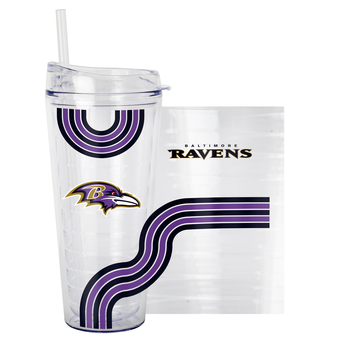 Baltimore Ravens 22oz Waves Dbl Wall Clear Tumbler