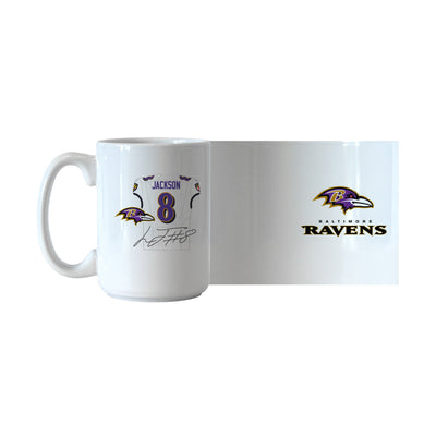 Baltimore Ravens Lamar Jackson Jersey 15oz Sublimated Mug