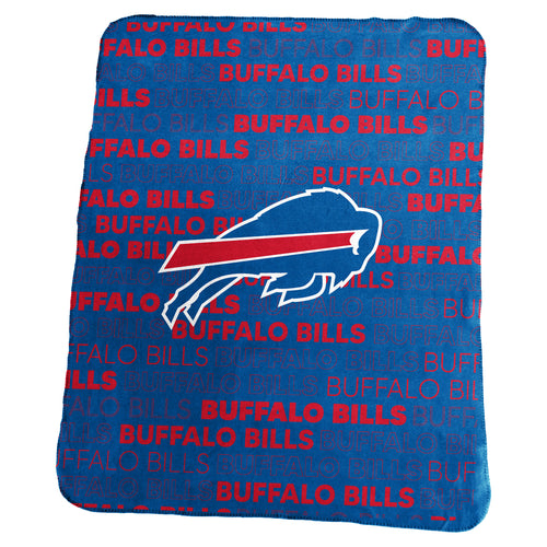 Buffalo Bills classic fleece blanket by Logo Brands, featuring team logo and colors, soft and cozy for fans.