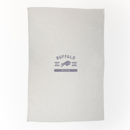 Buffalo Bills oatmeal sweatshirt blanket by Logo Brands, featuring team logo and cozy sweatshirt fabric design.