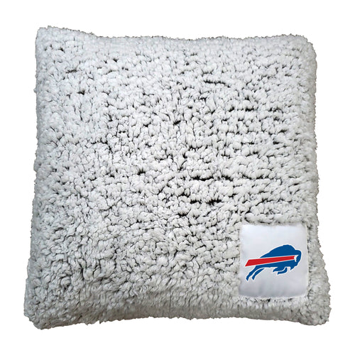 Buffalo Bills Frosty throw pillow by Logo Brands featuring team logo and vibrant team colors on soft fabric.