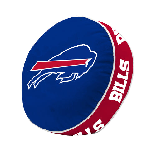 Buffalo Bills puff pillow blanket by Logo Brands featuring team logo and vibrant red, blue, and white graphics.