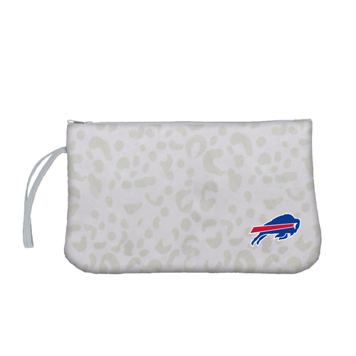 Leopard print Buffalo Bills wristlet bag by Logo Brands, featuring a compact design with team logo and stylish pattern.