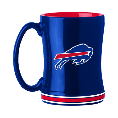 Buffalo Bills 14oz Relief Mug from Logo Brands, featuring team logo and design, made of durable ceramic drinkware.