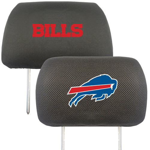 Buffalo Bills NFL auto headrest cover with team logo and vibrant blue and red colors, made by Logo Brands.