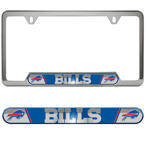 Buffalo Bills embossed license plate frame by Logo Brands, featuring team logo and design for vehicle decoration.