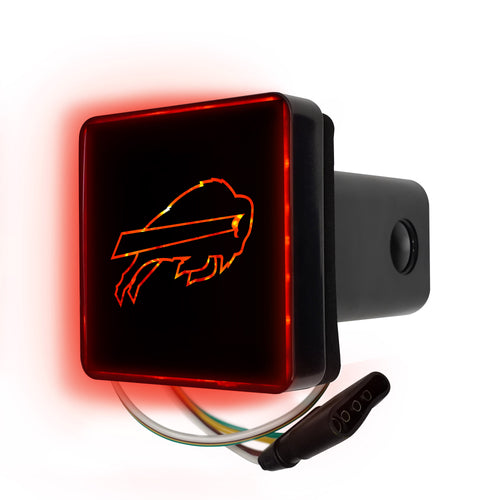 NFL Buffalo Bills lighted hitch cover featuring team logo and illuminated design for vehicle customization.