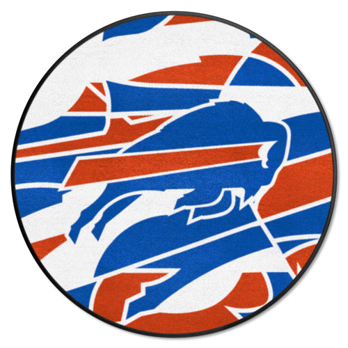 Buffalo Bills roundel logo mat with team emblem, durable floor mat for sports fans, by Logo Brands.