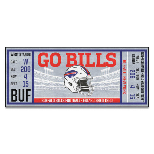 Buffalo Bills NFL Ticket Runner mat by Logo Brands, featuring team logo and vibrant football-themed design.