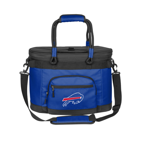 Buffalo Bills 35 Can Flex Cooler by Logo Brands showing a portable cooler with team logo and adjustable straps