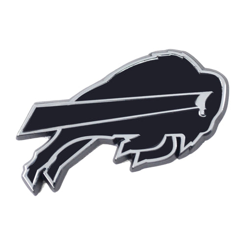 Buffalo Bills chrome emblem by Logo Brands featuring the NFL team logo on a shiny metallic finish.