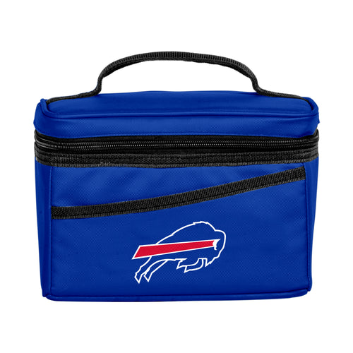 Buffalo Bills 6-can flex cooler by Logo Brands, portable insulated cooler bag with team logo and adjustable strap.