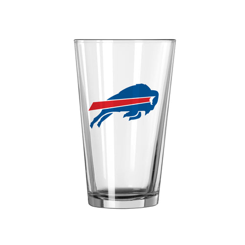 Buffalo Bills 16oz logo pint glass featuring team logo and branding, perfect for football fans and drinkware collection.