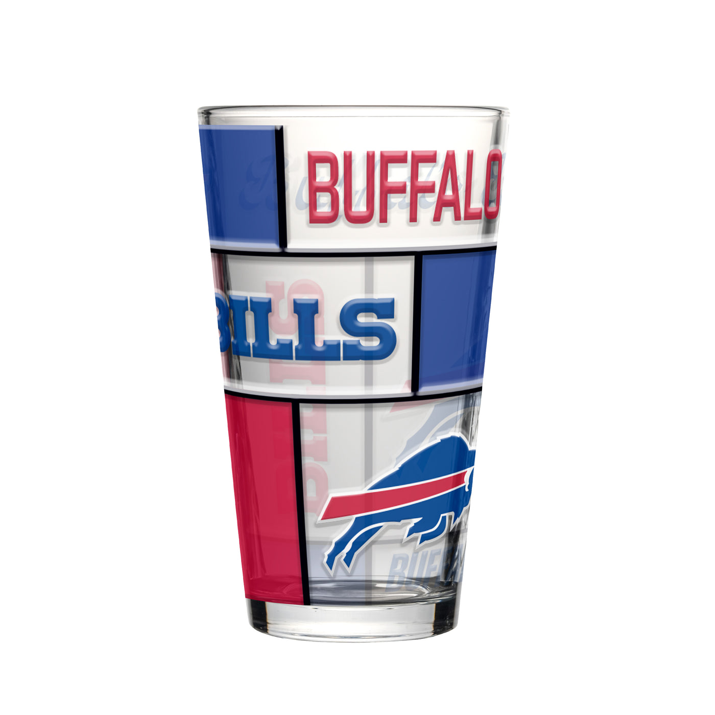 Buffalo Bills 16oz Quilted Stained Pint Glass