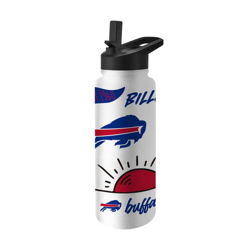 Buffalo Bills 34oz Native Quencher Bottle drinkware by Logo Brands, featuring team logo and vibrant blue color.
