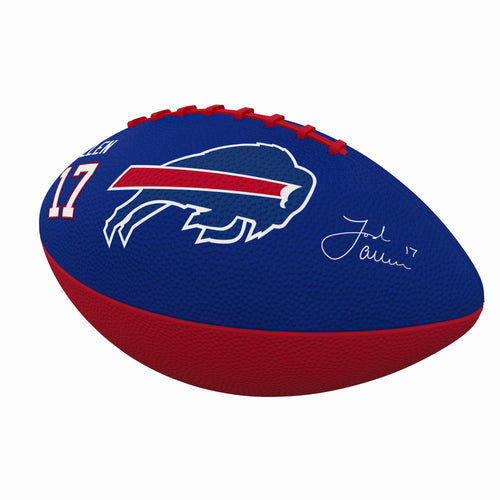 Junior size rubber football featuring Buffalo Bills logo, ideal for recreation and casual play, by Logo Brands.