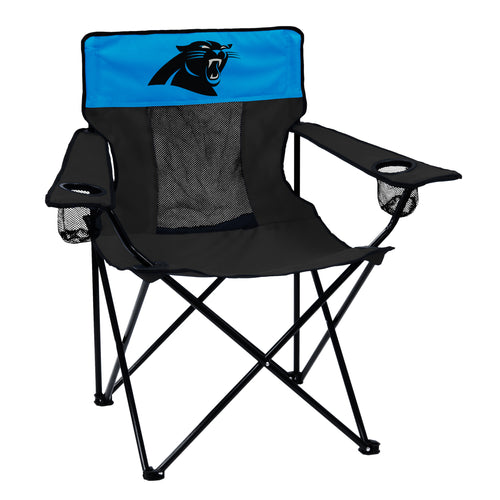 Carolina Panthers logo branded elite chair with team colors and branding, designed for comfortable seating and team support.