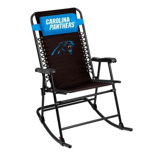 Carolina Panthers bungee rocker chair by Logo Brands featuring team logo and comfortable furniture design.