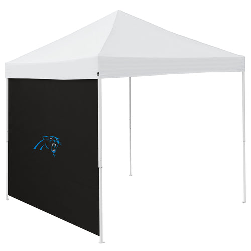Carolina Panthers 9x9 side panel for shelter, made by Logo Brands, showing the panel with team logo and design details.