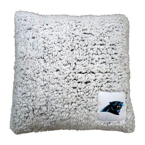 Carolina Panthers Frosty Throw Pillow featuring team logo and vibrant colors, perfect for fans' home decor.