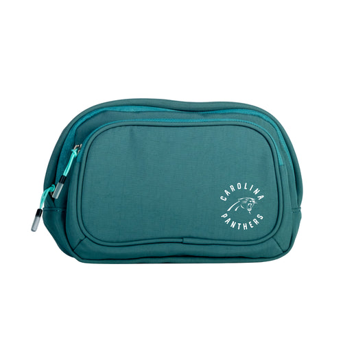 Carolina Panthers Jade belt bag by Logo Brands featuring adjustable strap, front logo, and compact design for everyday use.