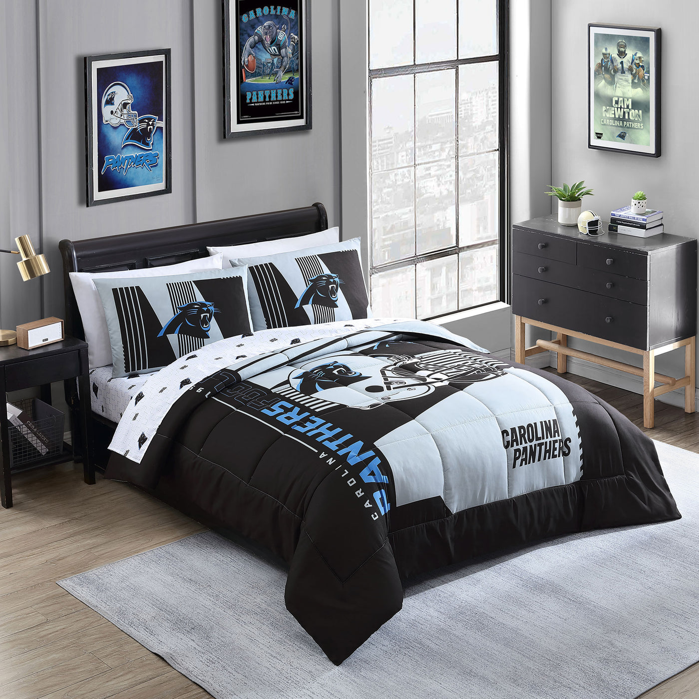 Carolina Panthers Status Bed In A Bag Queen