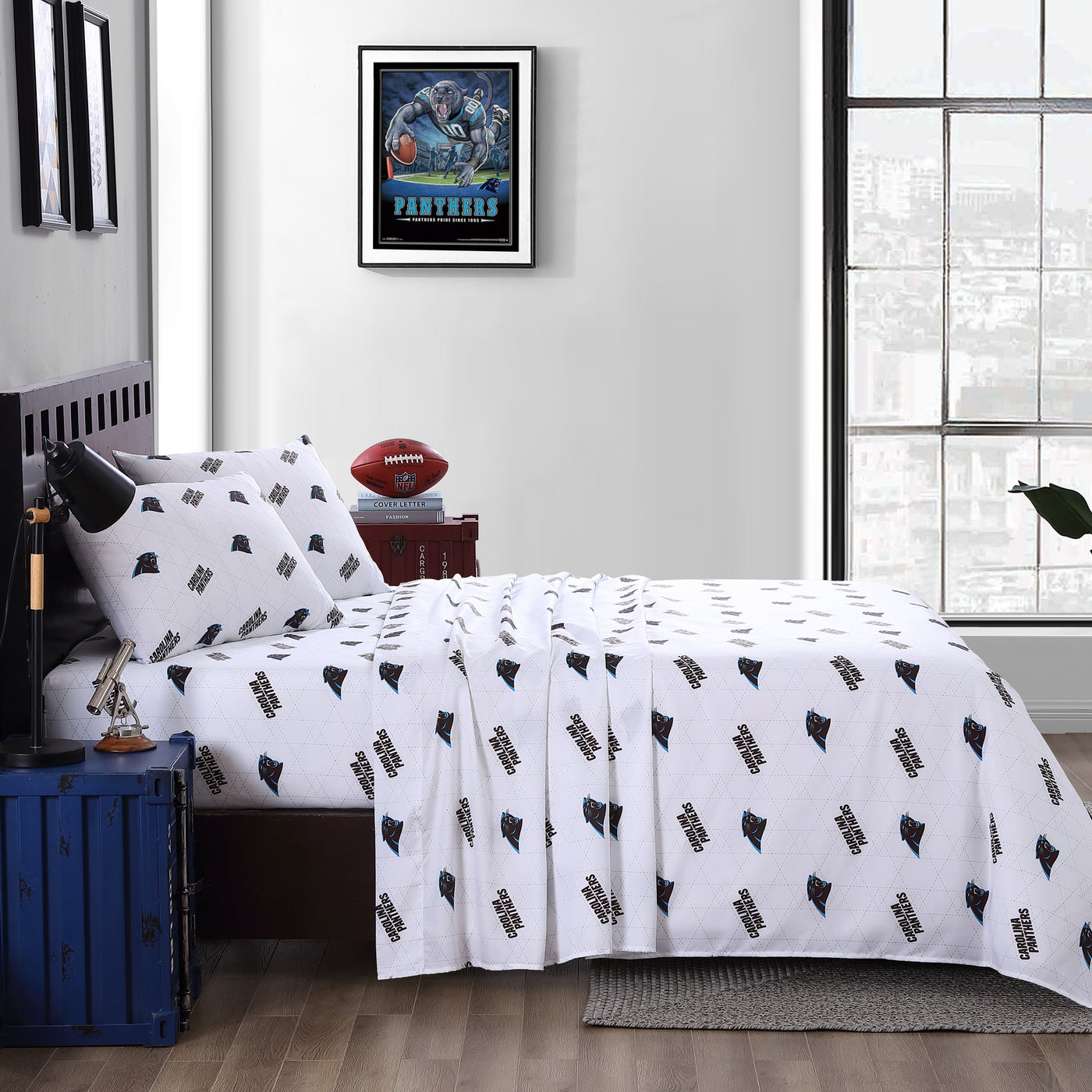 Carolina Panthers Command Sheet Set Queen