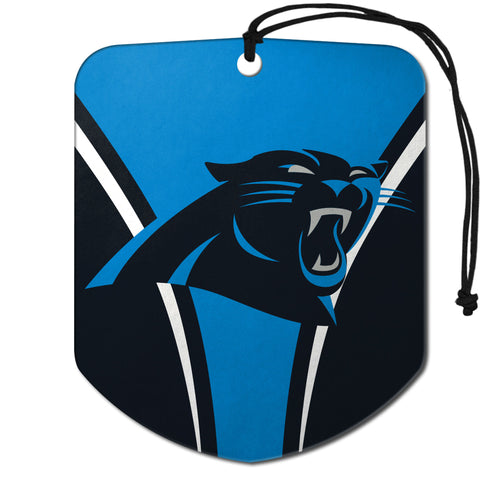 NFL Carolina Panthers auto air freshener 2-pack featuring team logo and branding, designed to freshen car interiors.