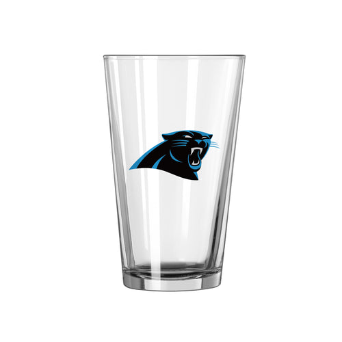Carolina Panthers 16oz logo pint glass, branded drinkware featuring team logo and design, perfect for sports fans.