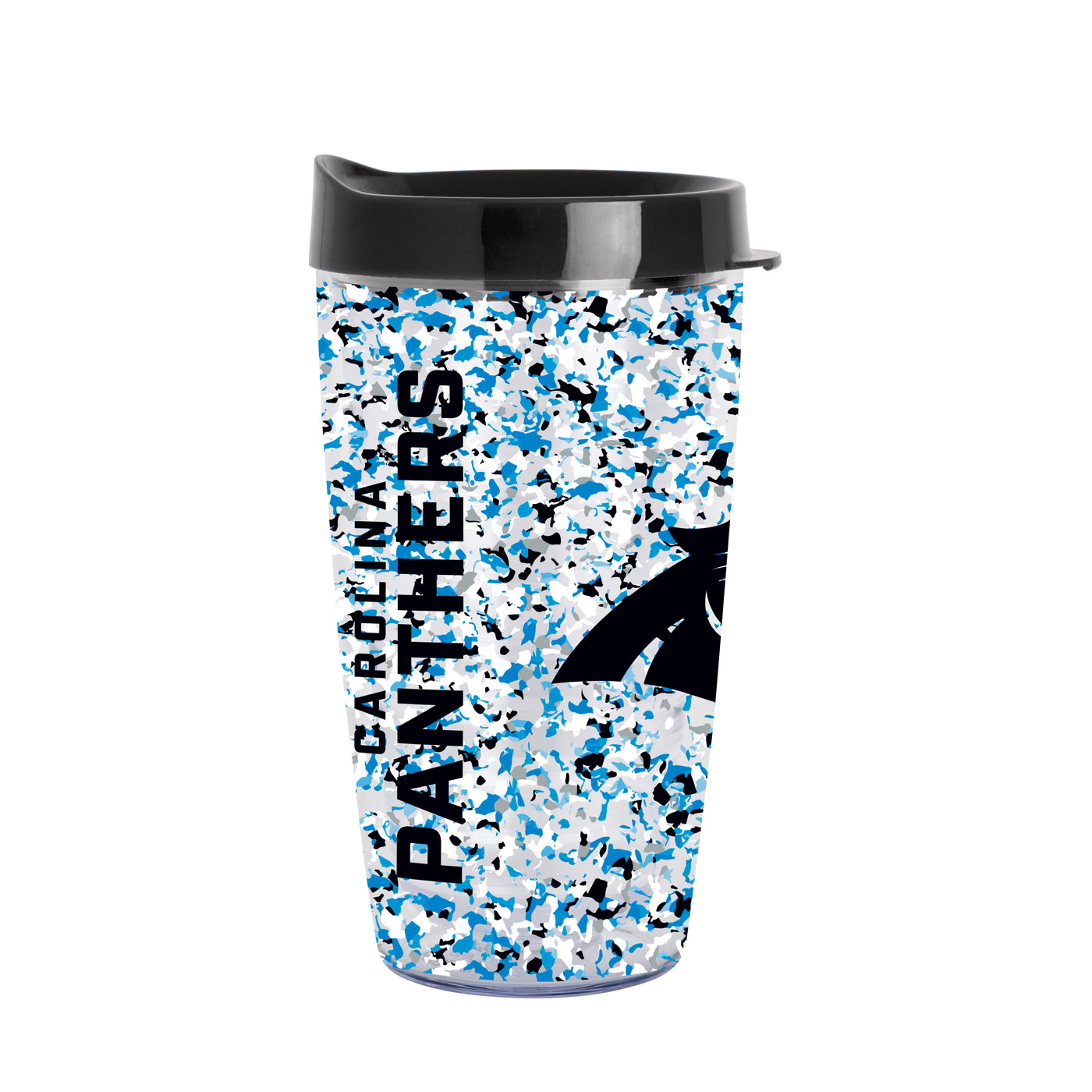 Carolina Panthers 16oz Terrazzo Dbl Wall Clear Tumbler