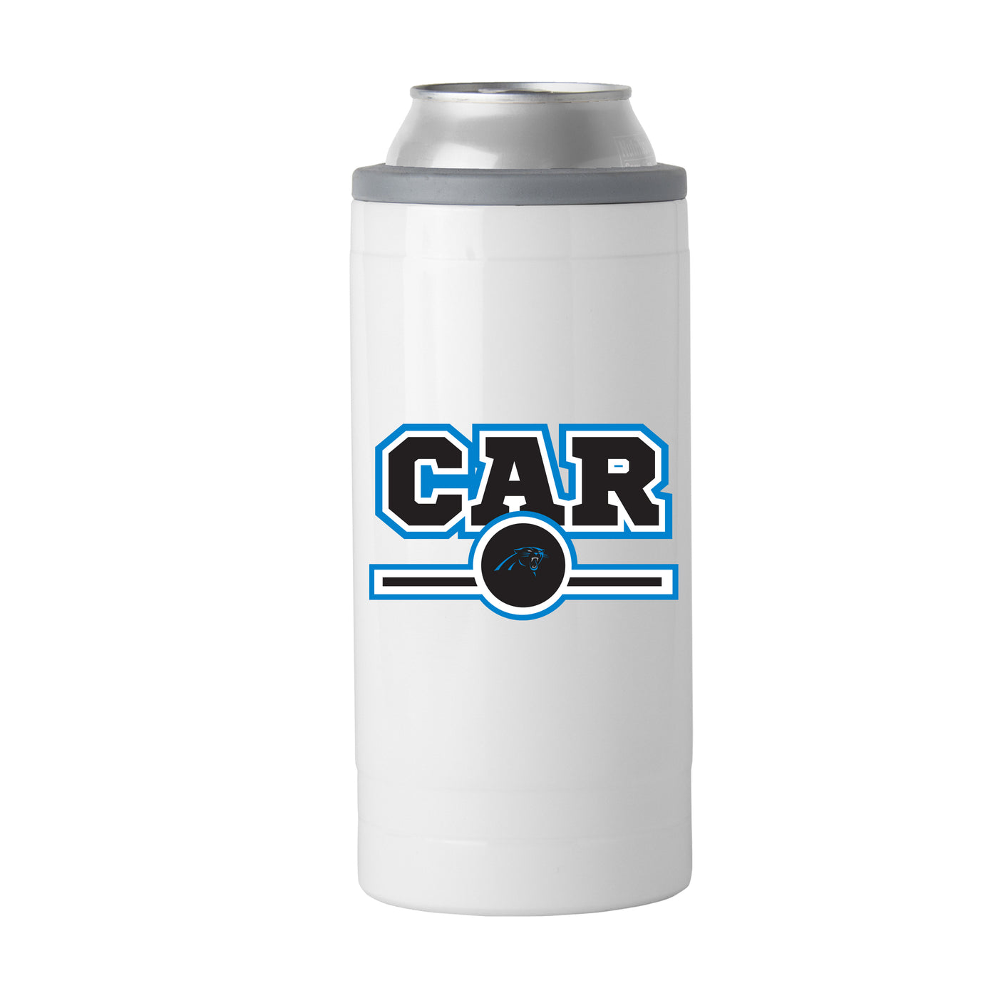 Carolina Panthers Letterman 12 oz Slim Can Coolie