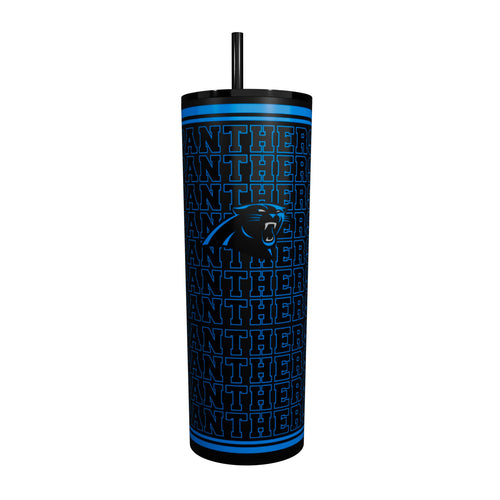 Carolina Panthers 30oz Echo SS Straw Tumbler, stainless steel drinkware with team logo and black lid, large capacity for beverages