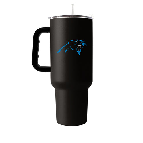 Carolina Panthers 40oz Flipside Powder Coat Tumbler, durable drinkware with team logo and vibrant black and blue finish.