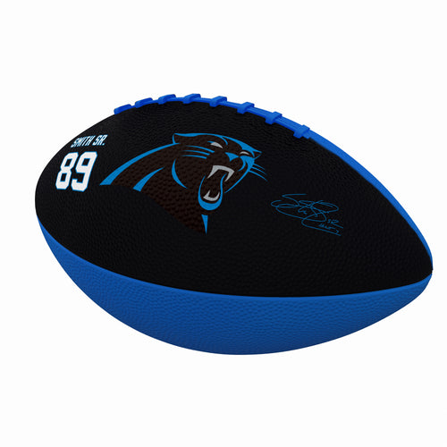 Mini rubber football featuring Carolina Panthers and Steve Smith Sr, perfect for recreation and display.