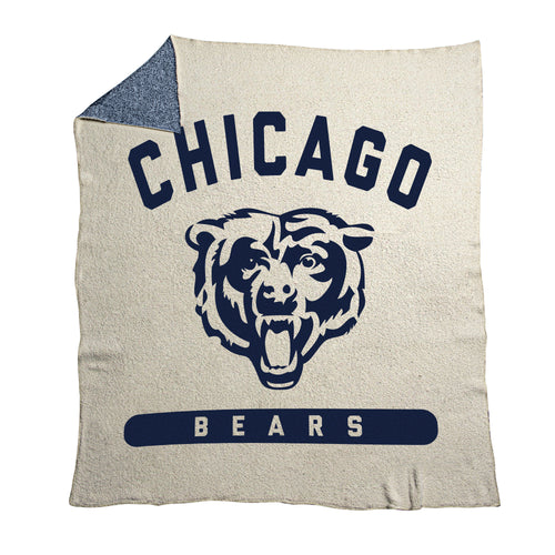 Chicago Bears Prime Luxe Dreams throw blanket by Logo Brands featuring team logo, soft fabric, and Bears colors.