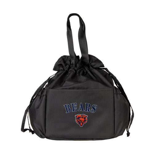Chicago Bears drawstring lunch cooler by Logo Brands, eco-friendly insulated cooler bag with team logo and adjustable drawstring closure.