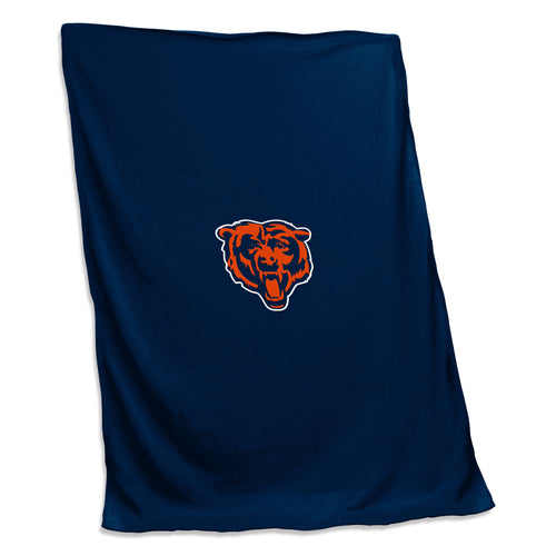Chicago Bears sweatshirt blanket by Logo Brands, soft fleece blanket featuring team logo and colors, perfect for fans and cozy use.