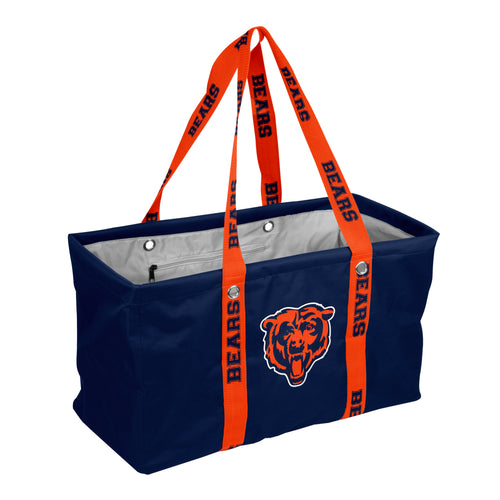 Chicago Bears picnic caddy with insulated compartments and carrying strap, ideal for outdoor gatherings and game day outings.
