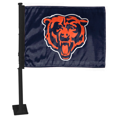 Chicago Bears NFL auto flag by Logo Brands attached to a vehicle with black background and team logo design.