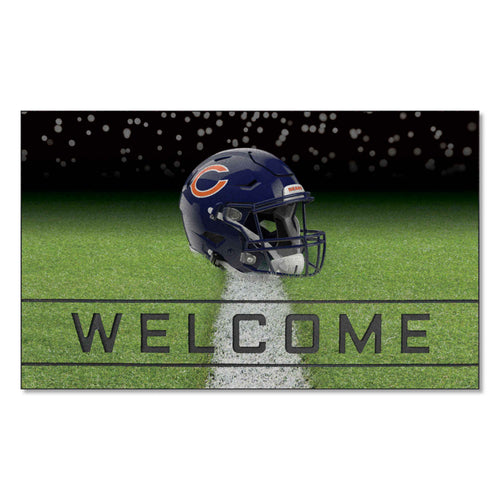 NFL Chicago Bears crumb rubber door mat with team logo, durable outdoor mat featuring Bears branding and black and orange colors.
