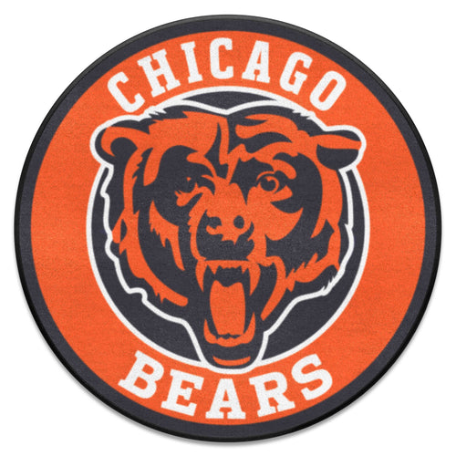 Chicago Bears roundel mat featuring NFL logo and team colors, perfect for game day or fan display.