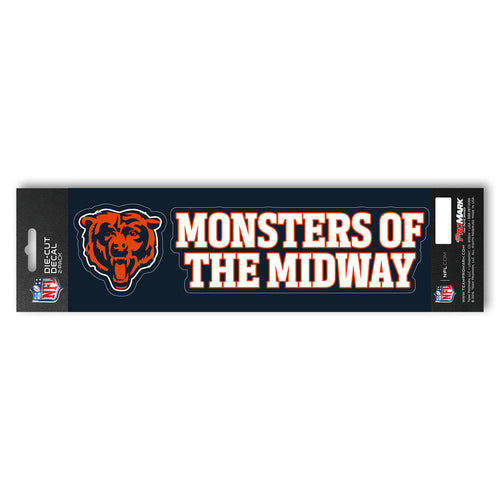 Chicago Bears team slogan decal by Logo Brands, featuring bold team logo and slogan for fans and car decoration.