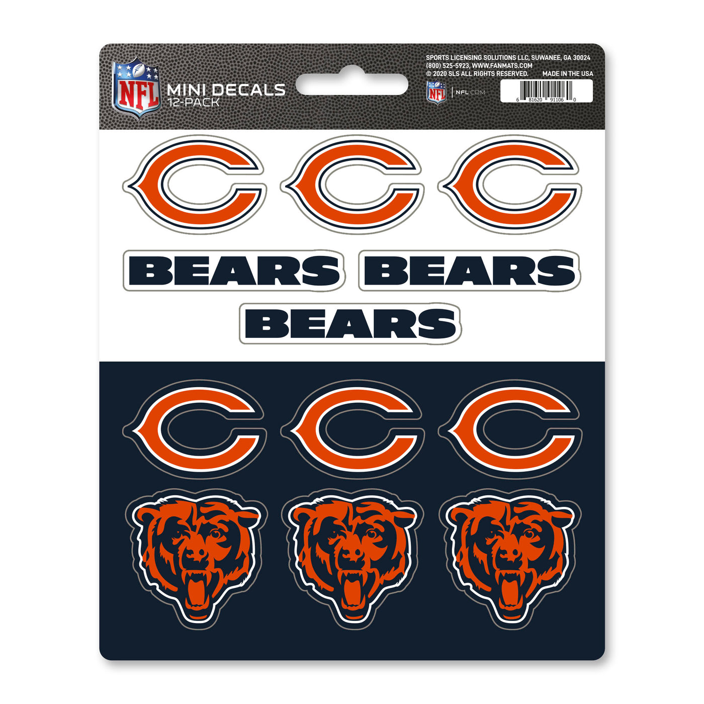 NFL - Chicago Bears Mini Decal 12-pk