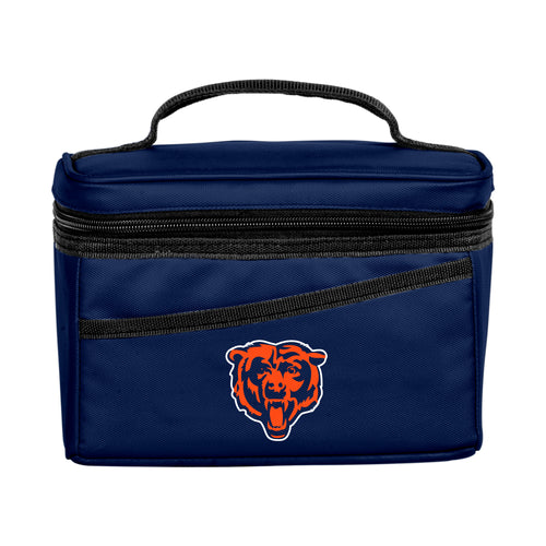 Chicago Bears 6-can flex cooler by Logo Brands, featuring team logo and design, with a soft, portable cooler for beverages.