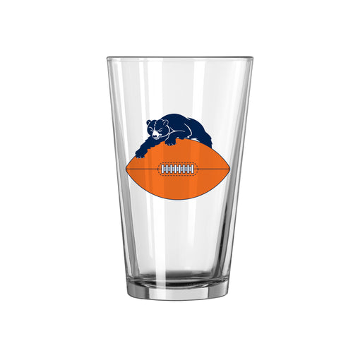 Chicago Bears 16oz retro pint glass featuring team logo and colors, perfect for fans of sports drinkware.