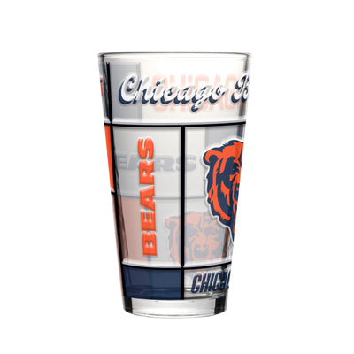 Chicago Bears 16oz Quilted Stained Pint Glass
