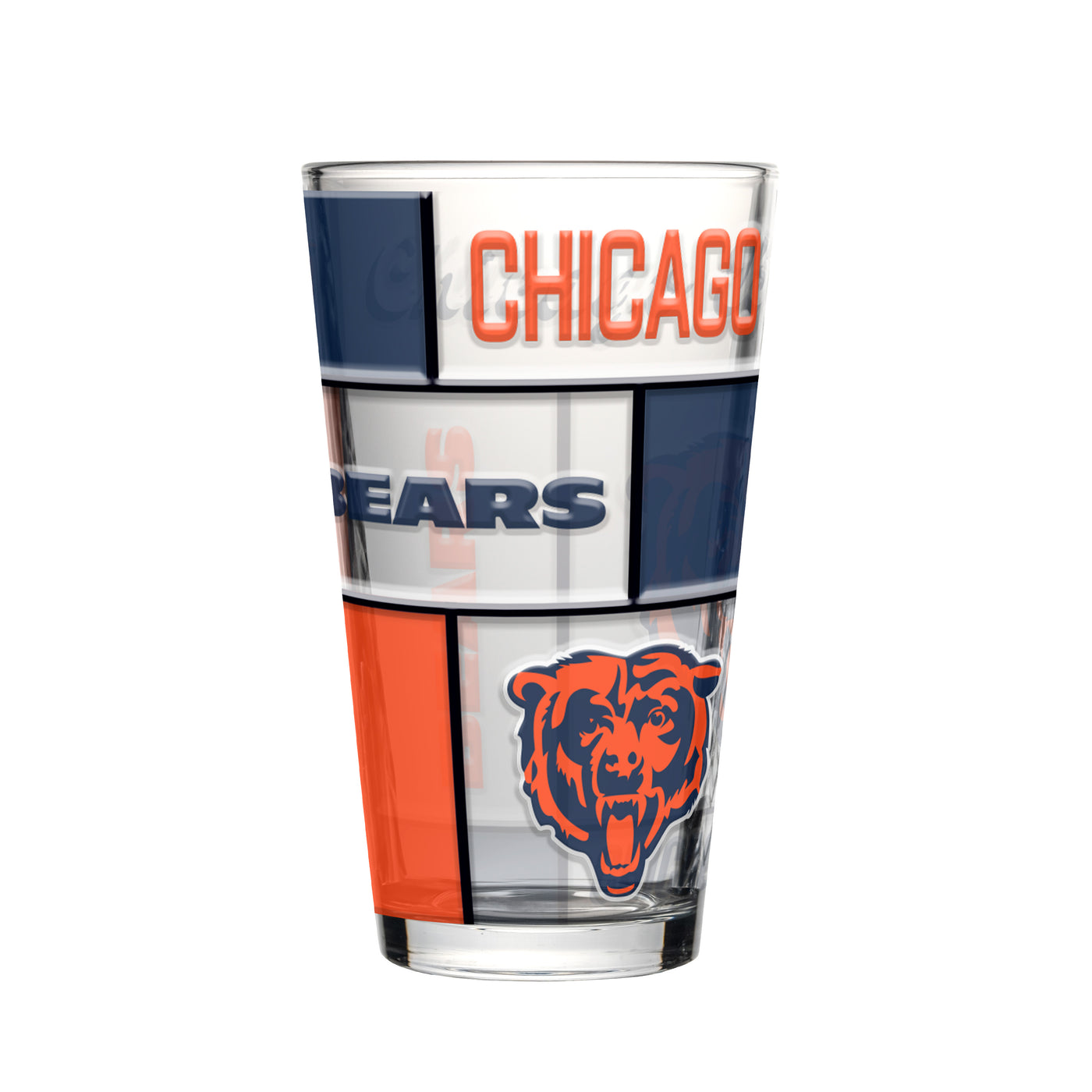 Chicago Bears 16oz Quilted Stained Pint Glass